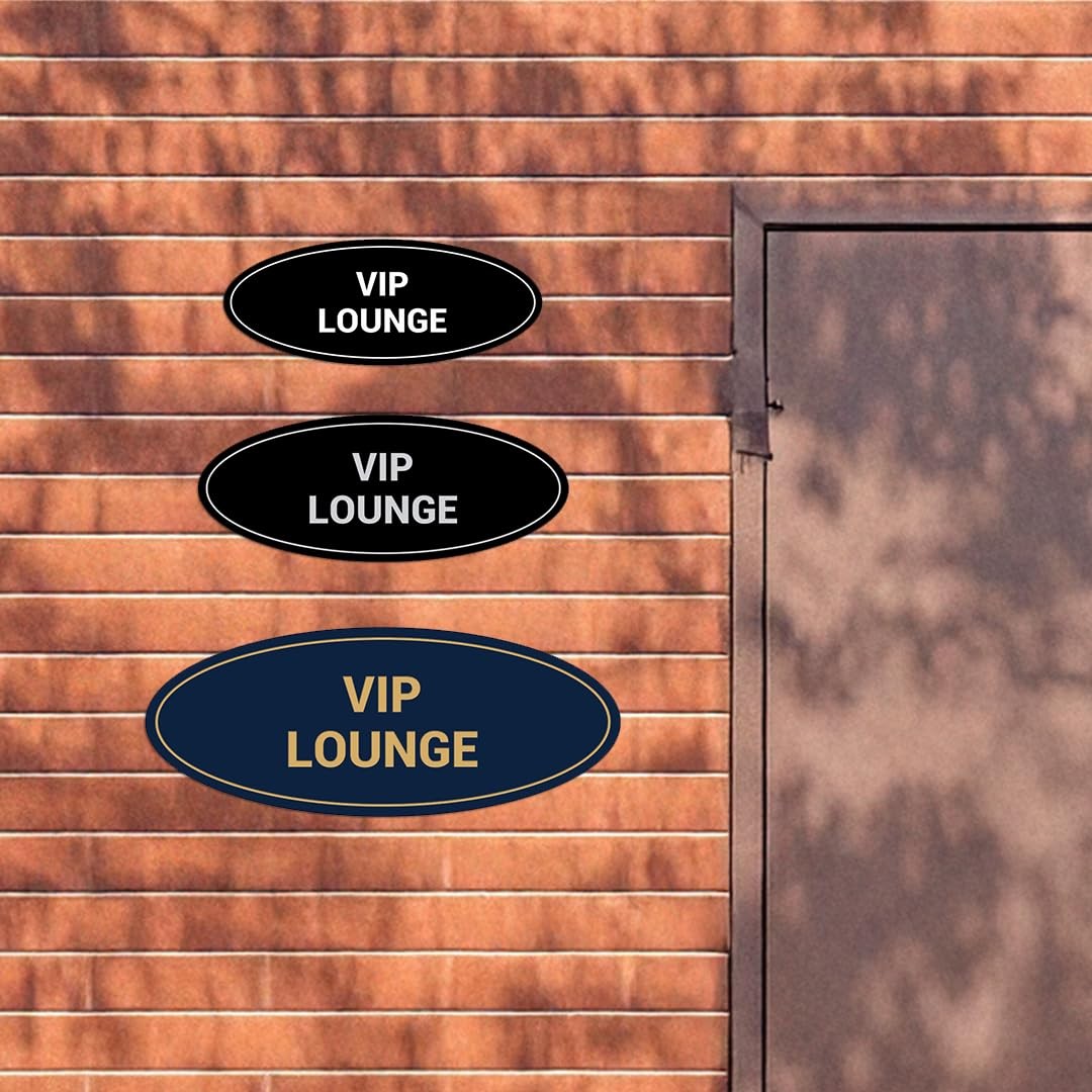 Oval VIP Lounge Sign Black Gold Large Wall Door Plaque For Hotel Business