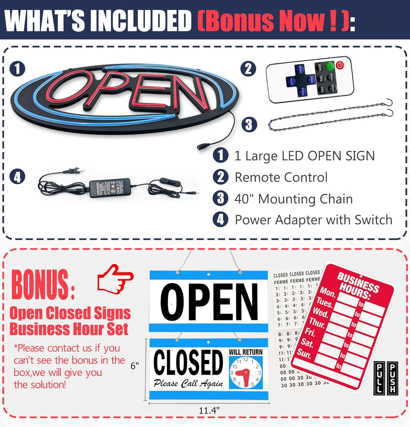 Open Signs for Business,32X16 Inch Large Bright Open Sign Neon Led Lighted,Remot
