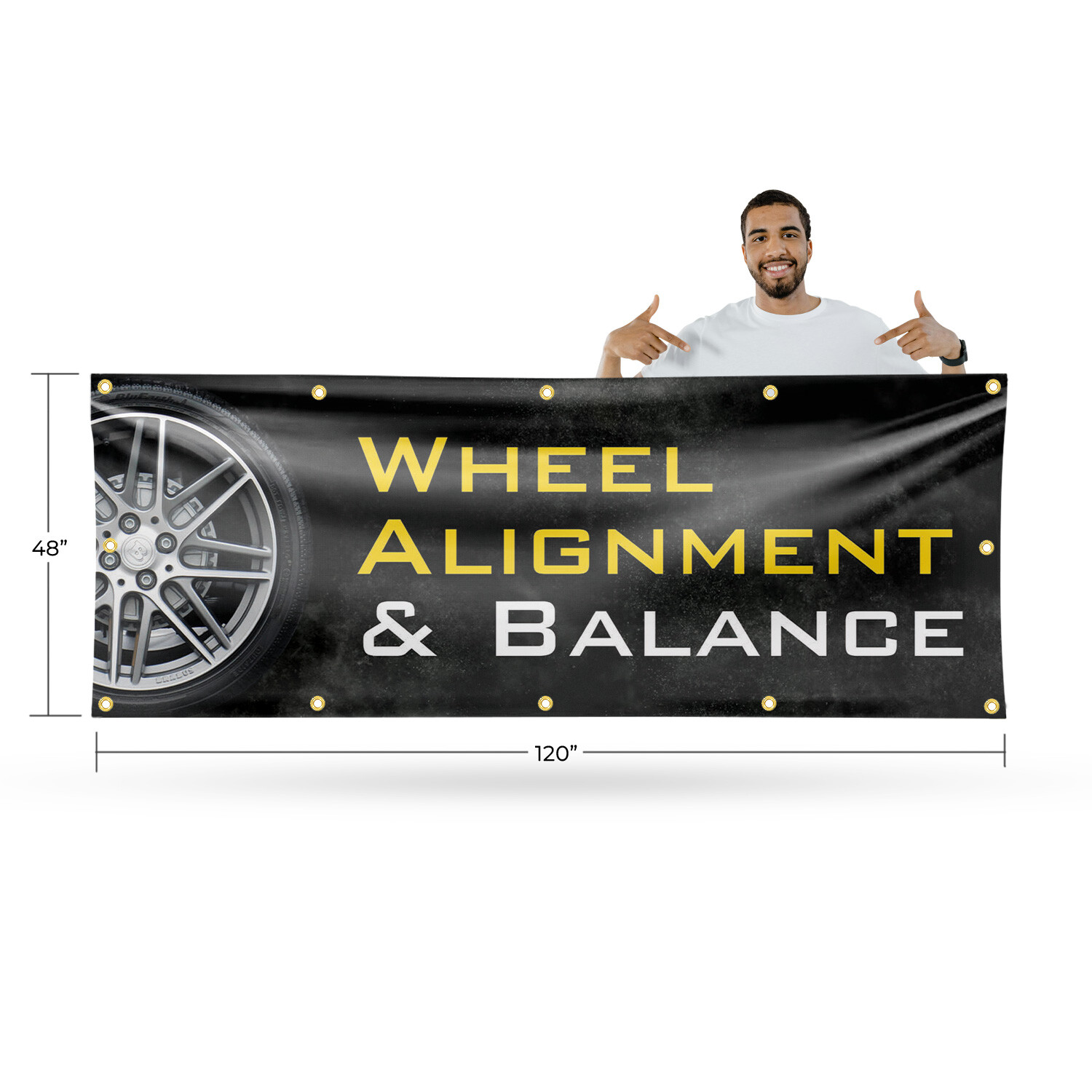 Wheel Alignment & Balancing Vinyl Banner Sign with Metal Grommets Heavy-Duty