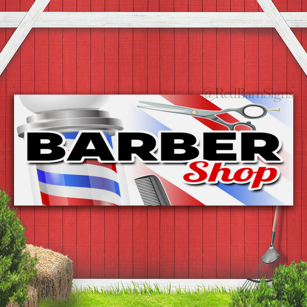 Barber Shop Indoor Outdoor Banner Sign with grommets