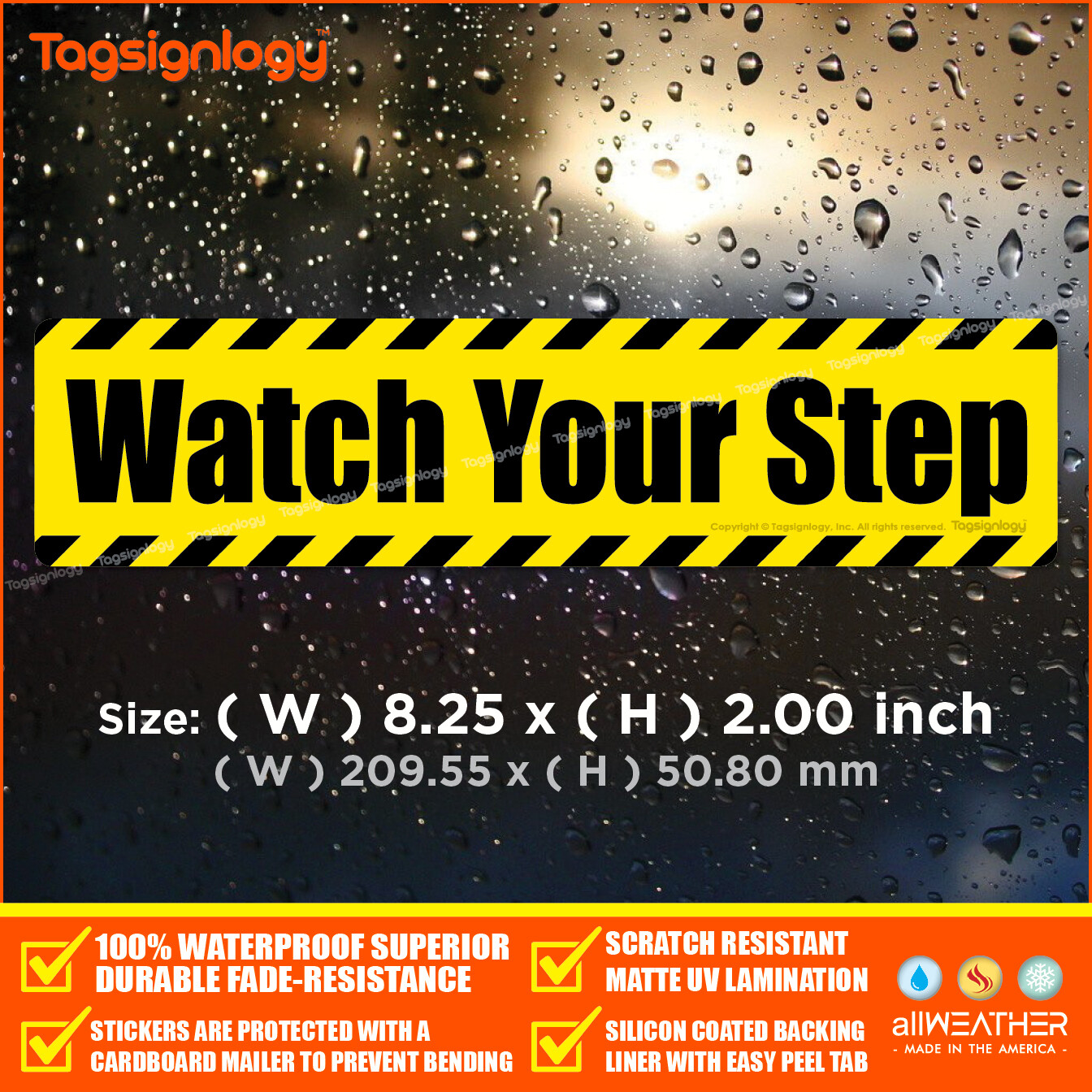 Watch Your Step Waterproof Sticker Outdoor Decal Vinyl Label Stair Safety Sign