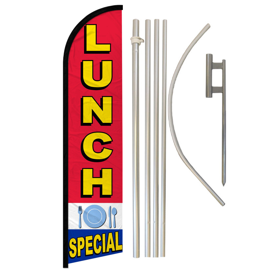 Lunch Special Full Curve Windless Swooper Flag Pole Kit Restaurant Food