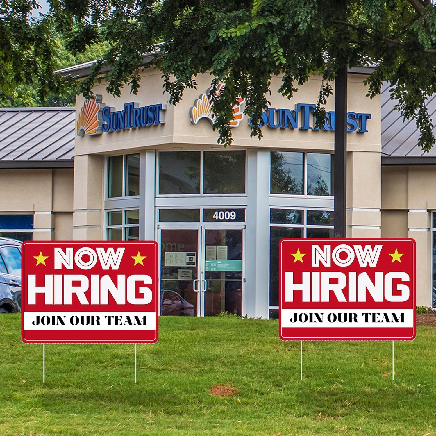 3-Pack Double-Sided Now Hiring Signs with Stake for Business and Outdoor Use