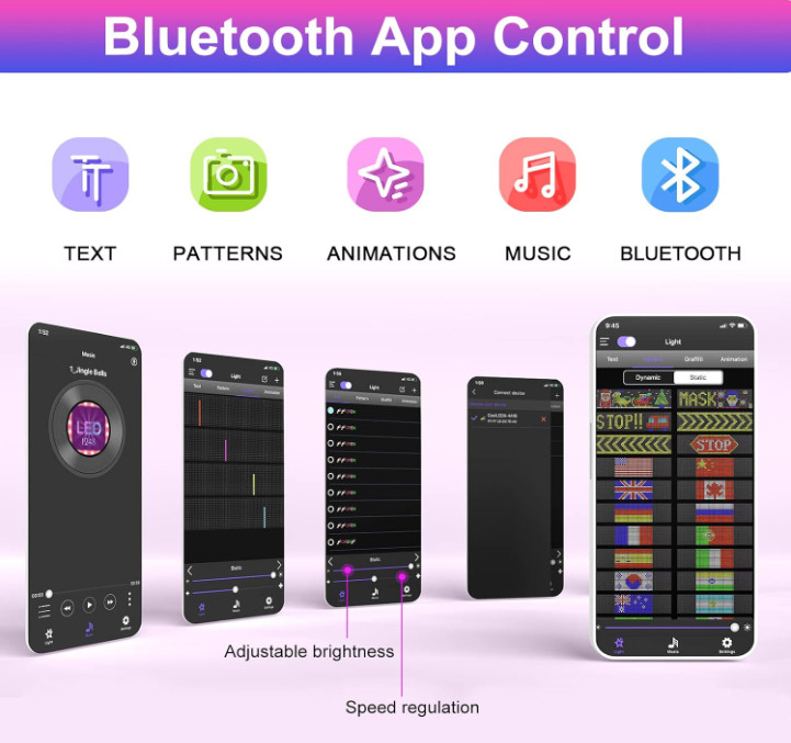 Letrero LED programable flexible con desplazamiento y control Bluetooth