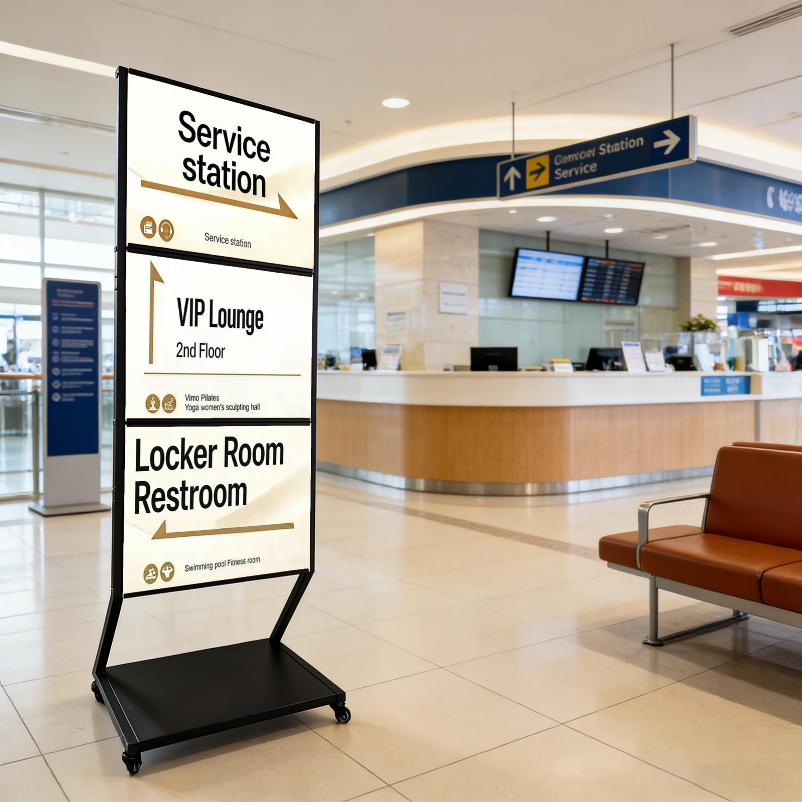 Sign holder floor stand, Heavy duty rolling pedestal poster banner stand, Tri…