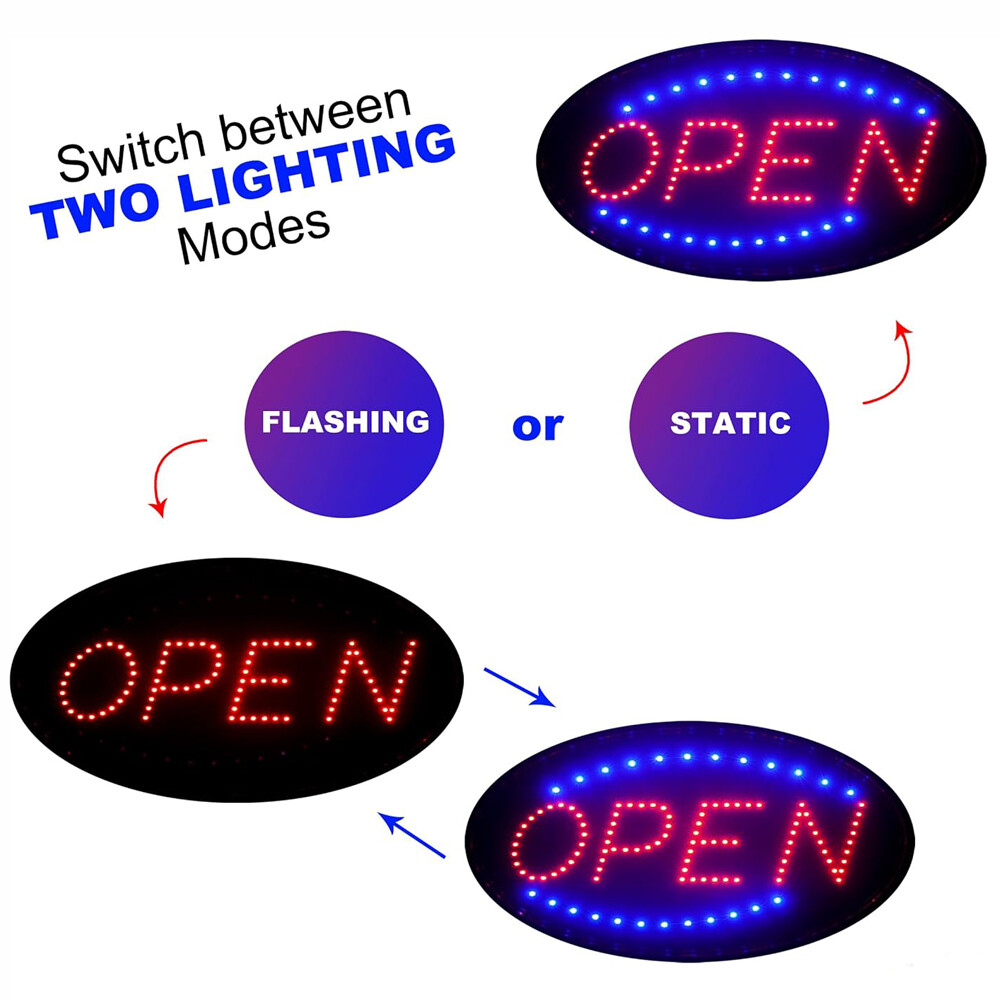 OPEN Business Sign Animated Motion Ultra Bright Store LED Neon Light with ON/OFF