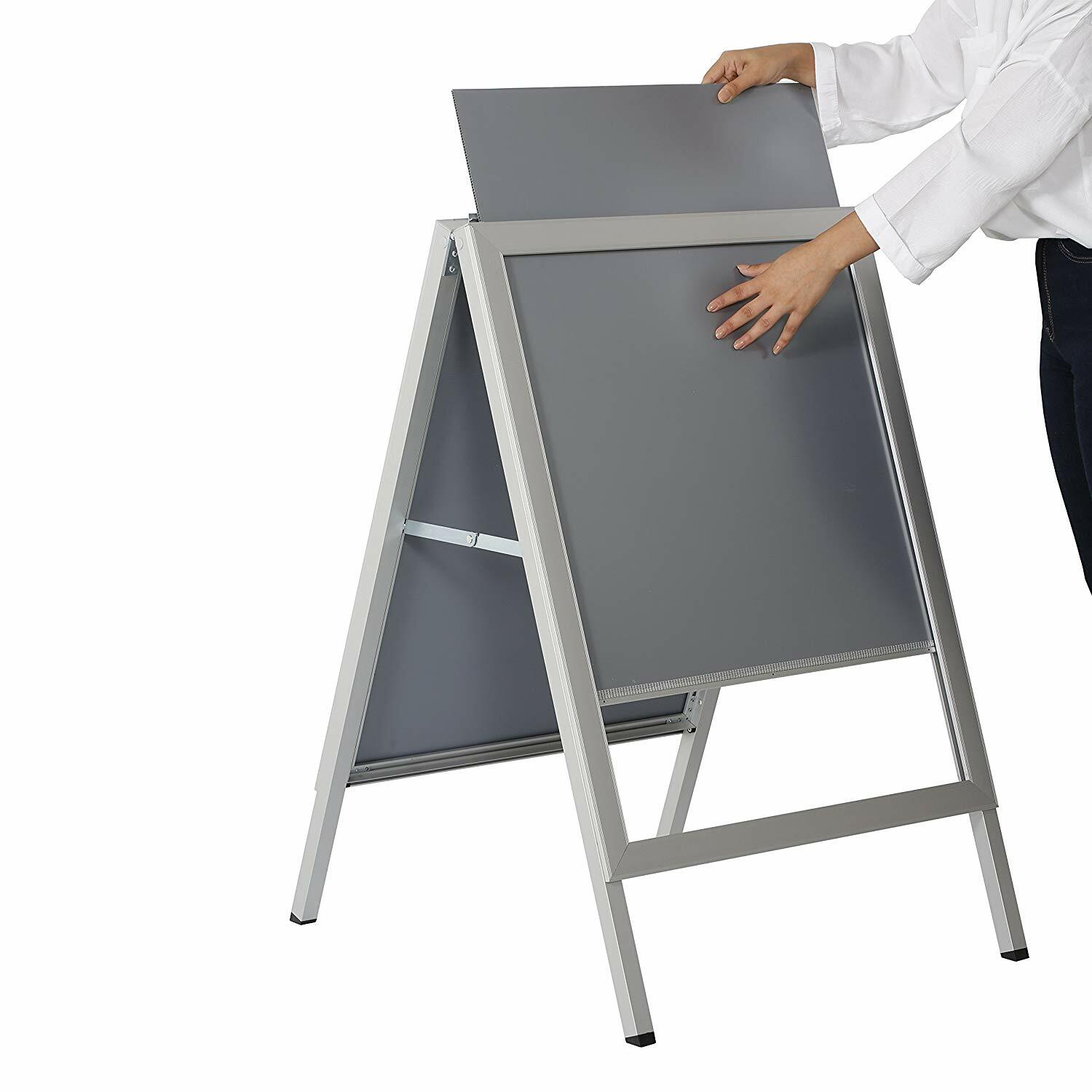 30?40 Slide-in A Frame Menu Double Sided Display Board Sidewalk Sign Silver
