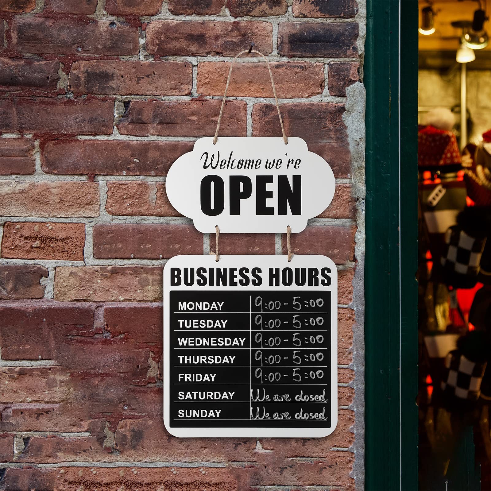Business Hours Hanging Chalkboard Open Closed Sign Wooden Welcome Chalk Boards