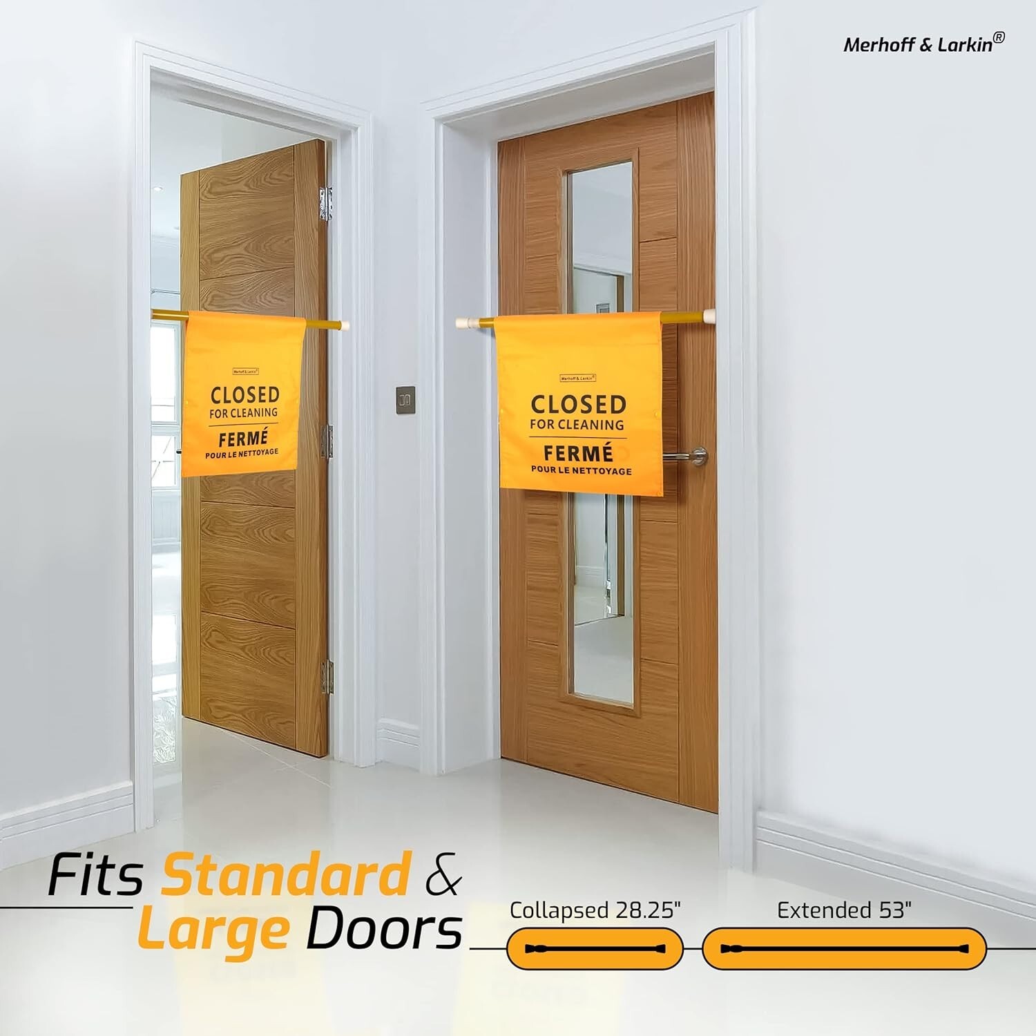 Closed For Cleaning Sign | English, Spanish & French | 28-53 Inch Expandable