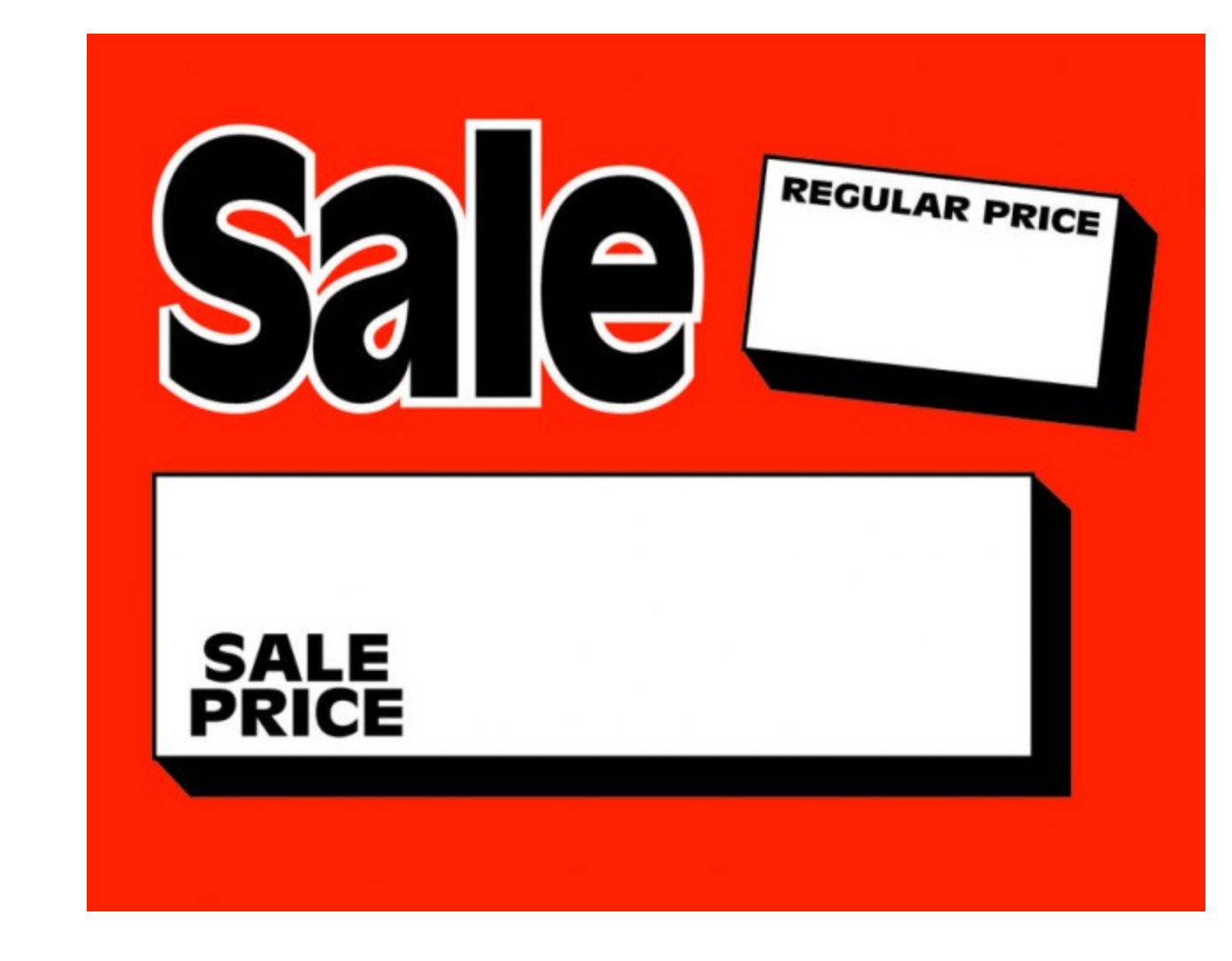 100 – 2.75″ x 3.5″ Sale/Reg Price cards for Retail Stores Nice Signage Signs