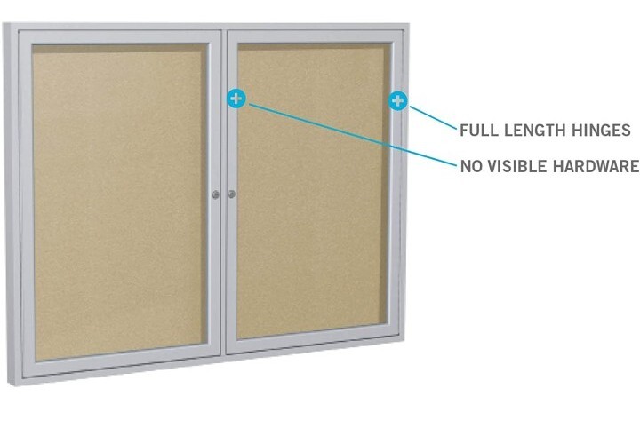 GHENT PA13630VX-133 Enclosed Bulletin Board silver frame black board 30×36 In.