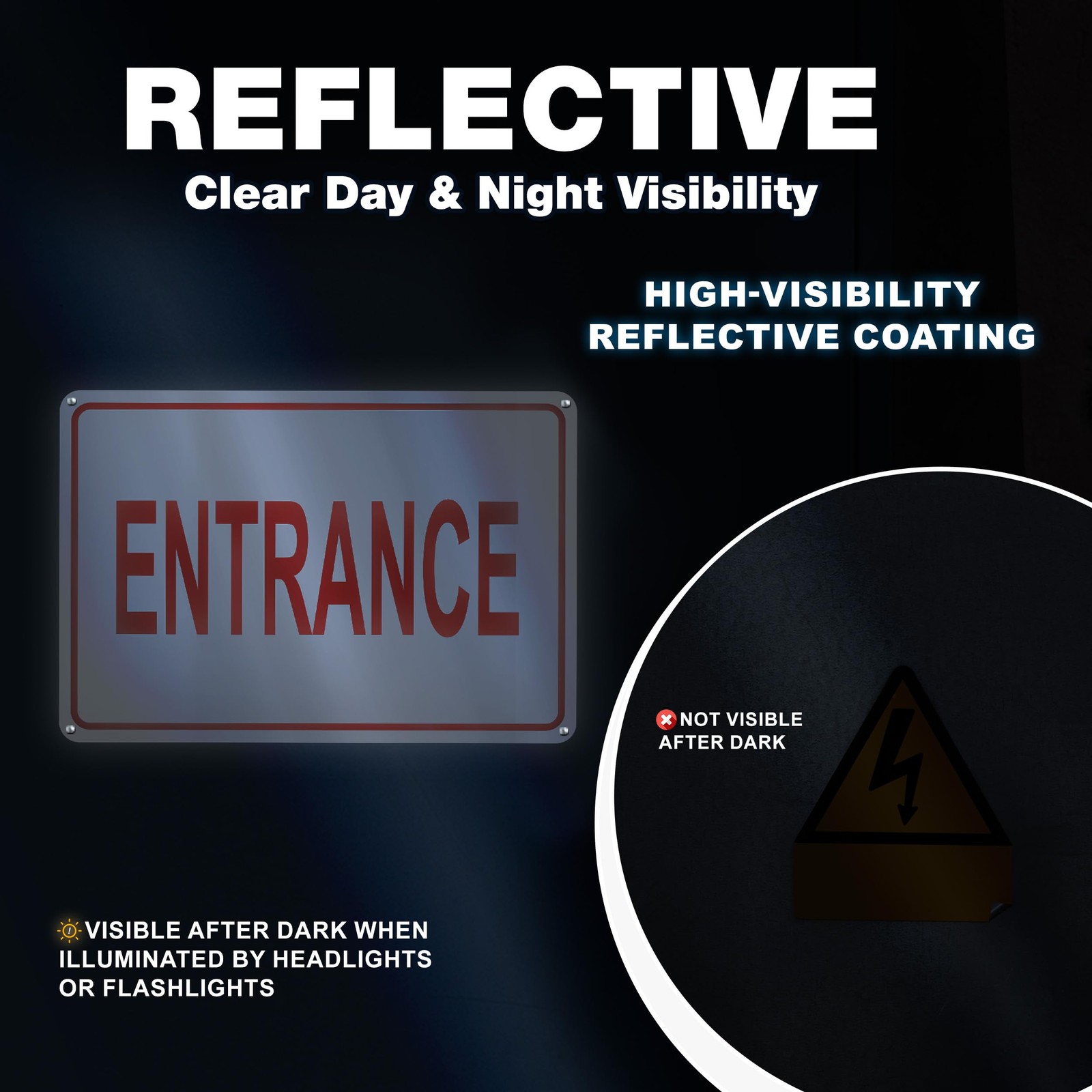 Reflective Entrance Sign, 8X12 Rust-Free Aluminum Enter Here Sign for Door