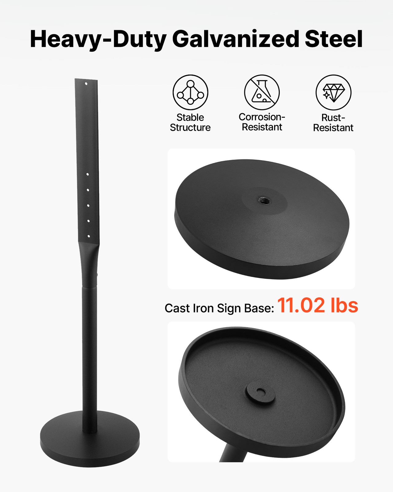 VEVOR Portable Sign Post 2-Pack Sign Stands 4 ft Tall Metal for Outdoor Parking