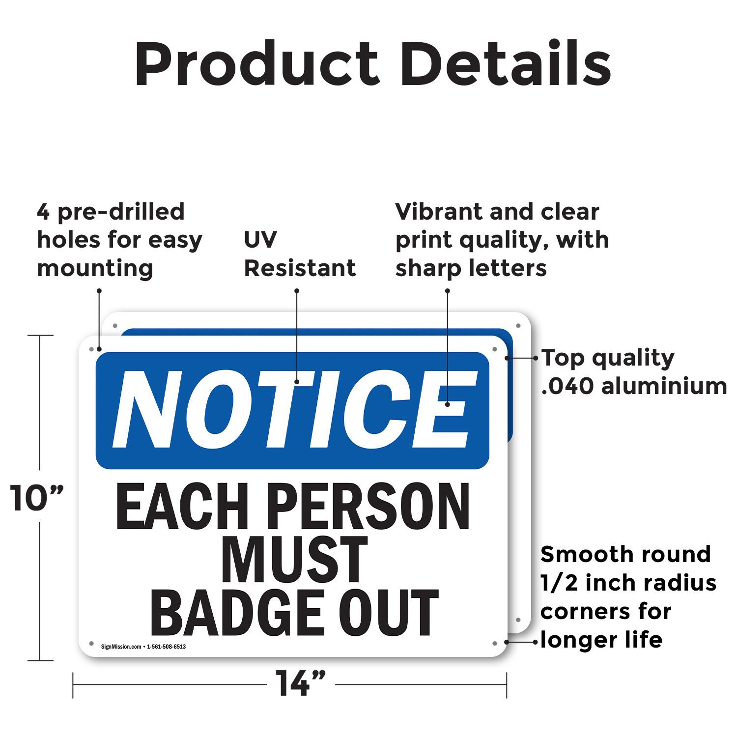 (2 Pack) Each Person Must Badge Out OSHA Notice Sign Decal Metal Plastic