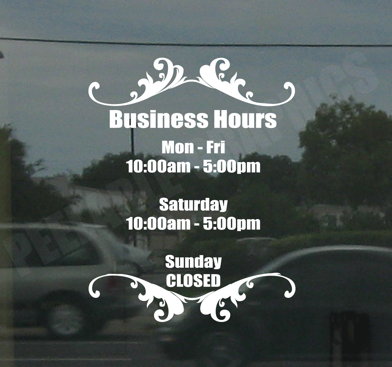 Business Custom Window Door Glass Store Hours Vinyl Decal Sign Sticker Style #3