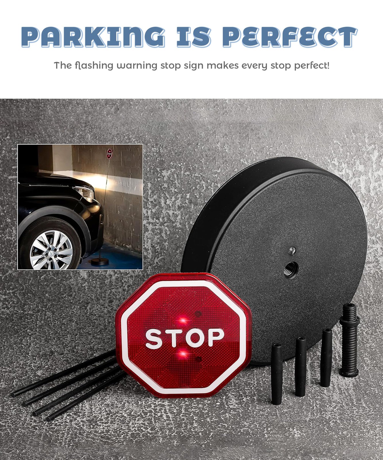 UNLRAE Garage Parking Aid,Garage Stopper for ( 12 x 18 ) inch, Red