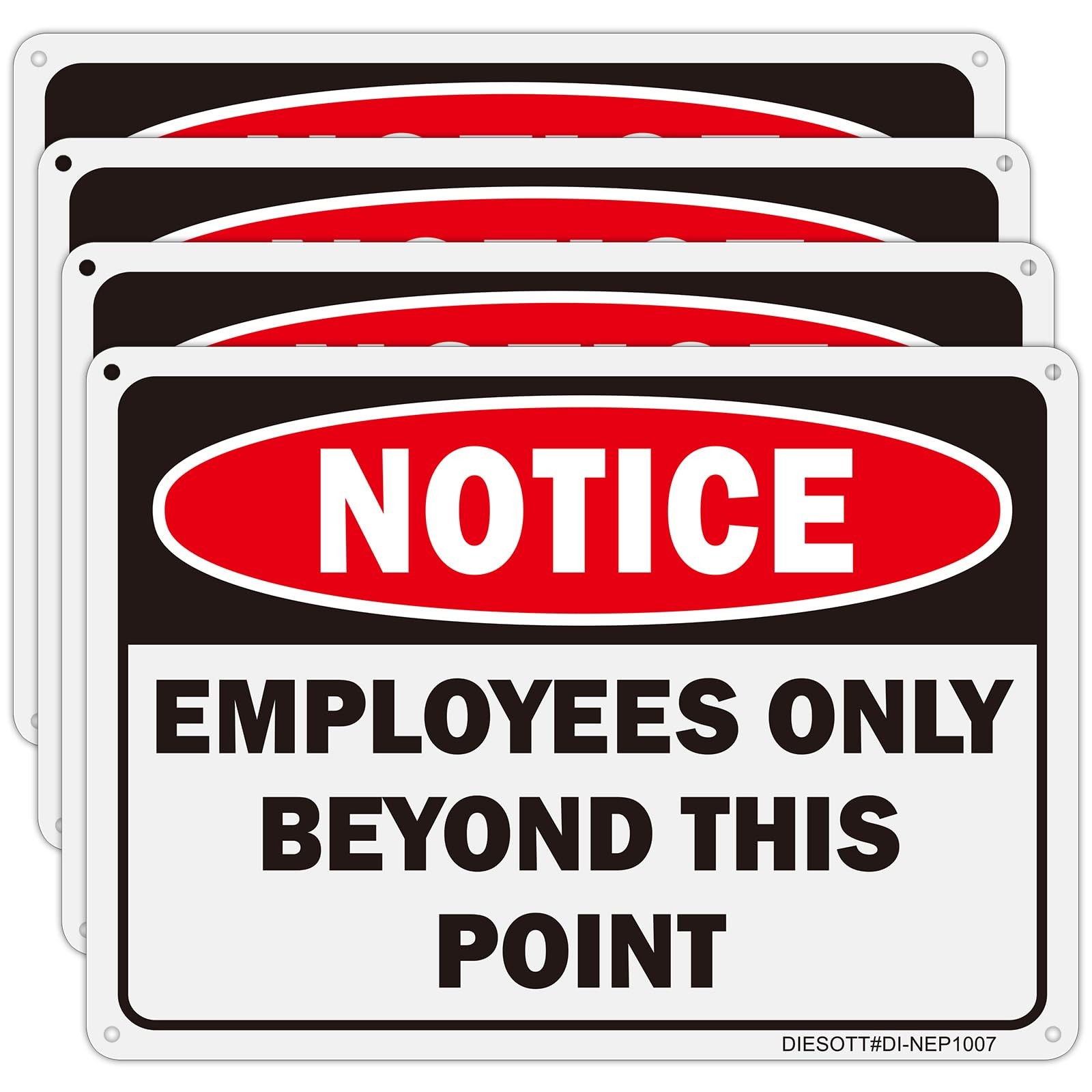 4 Pack Employees Only Beyond This Point Signs, 10×7 inches Aluminum Notice- E…