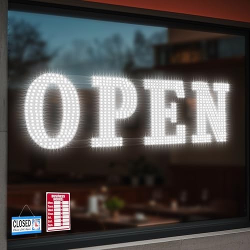 Extra Bright 40″x14″ LED Open Sign – High Visibility Business Sign for Stores, B