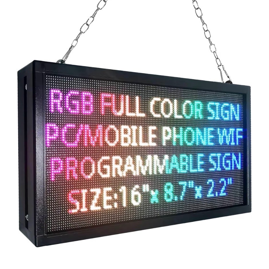 P3 Mini Programmable LED Scrolling Sign 16×8.7 Inch, Full Color WiFi LED Message