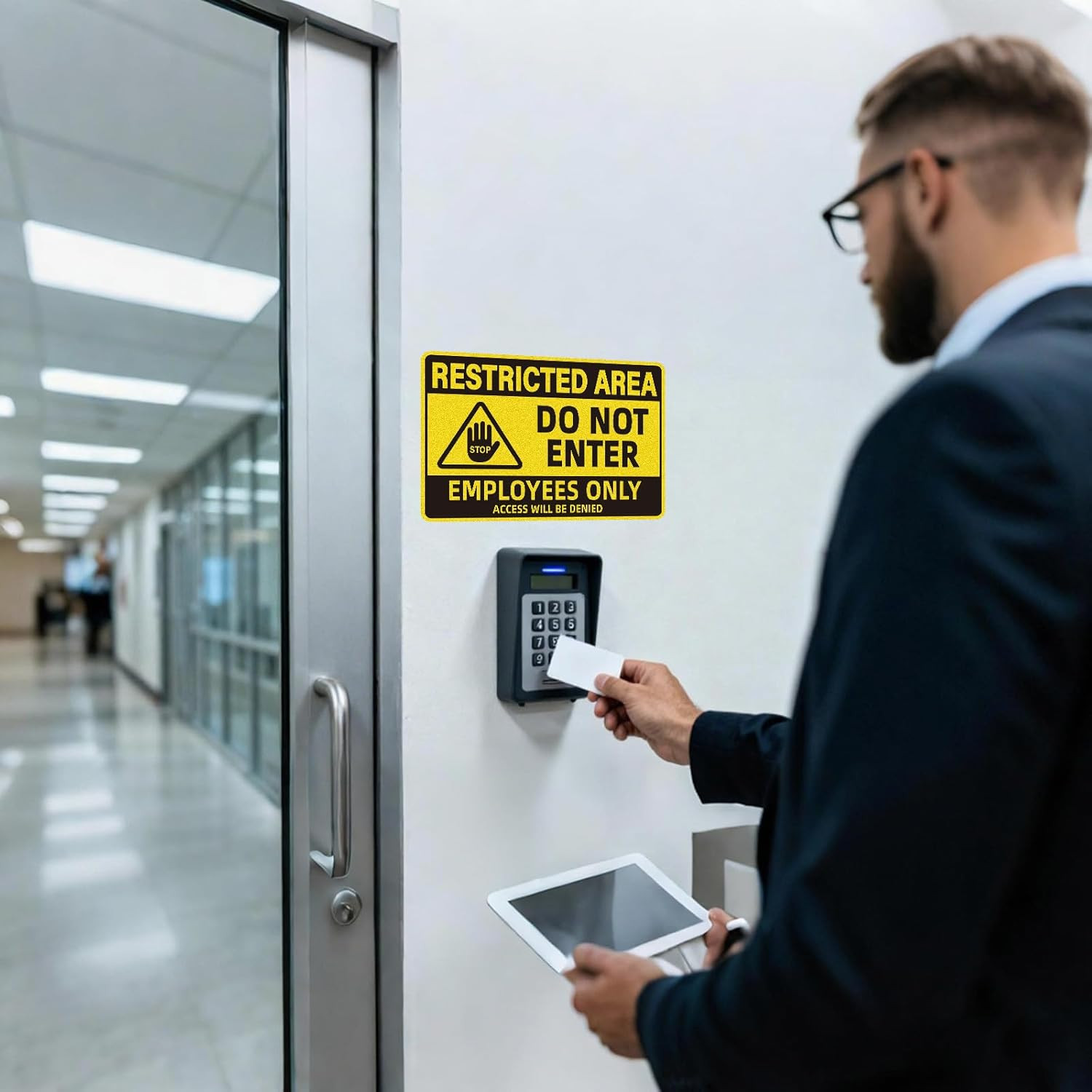 Employees Only Signs 2 Pack Restricted Area Do Not Enter Door Stickers 10×7 Inch