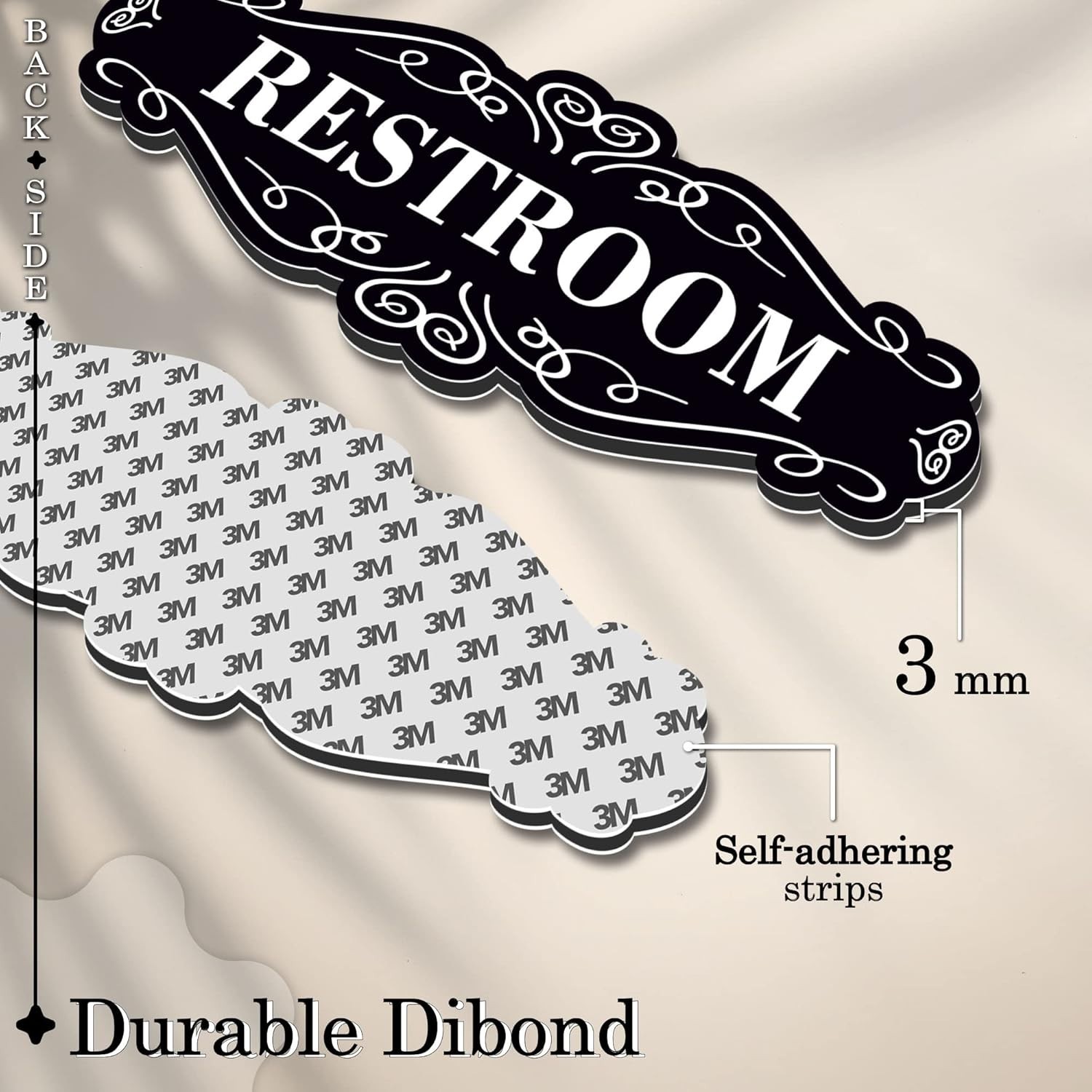 Restroom Sign for Door 9X3 Dibond Self-Adhesive Unisex Bathroom Sign Waterproo