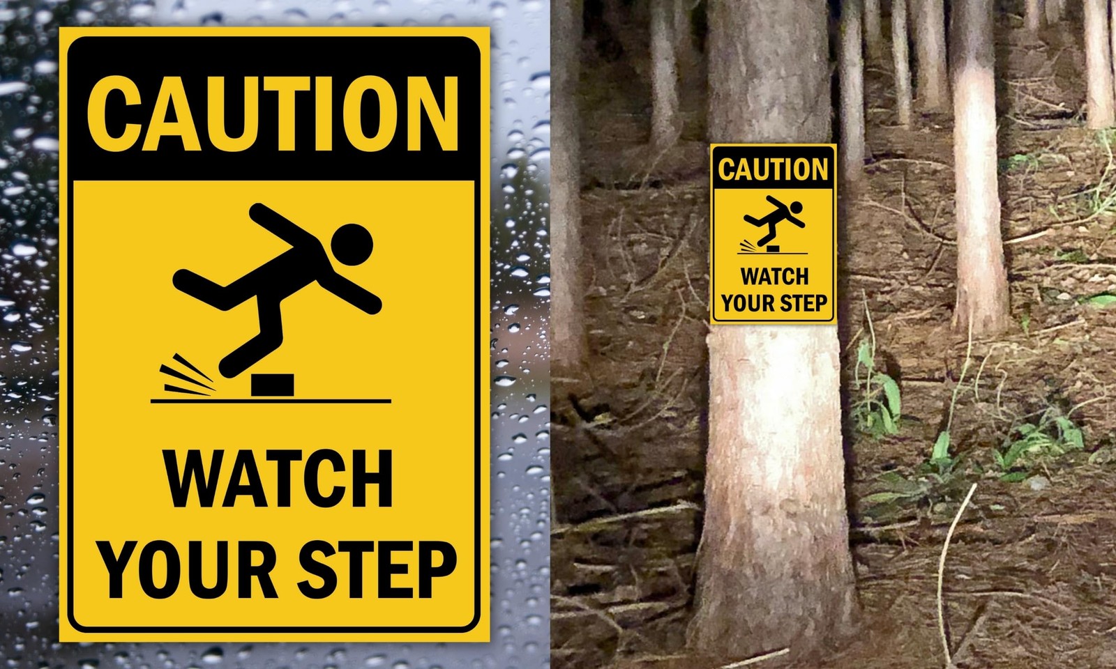 (2 Pack) Caution Watch Your Step Signs, 10 x 7 Inches, 120 Mil Plastic, UV Pr…