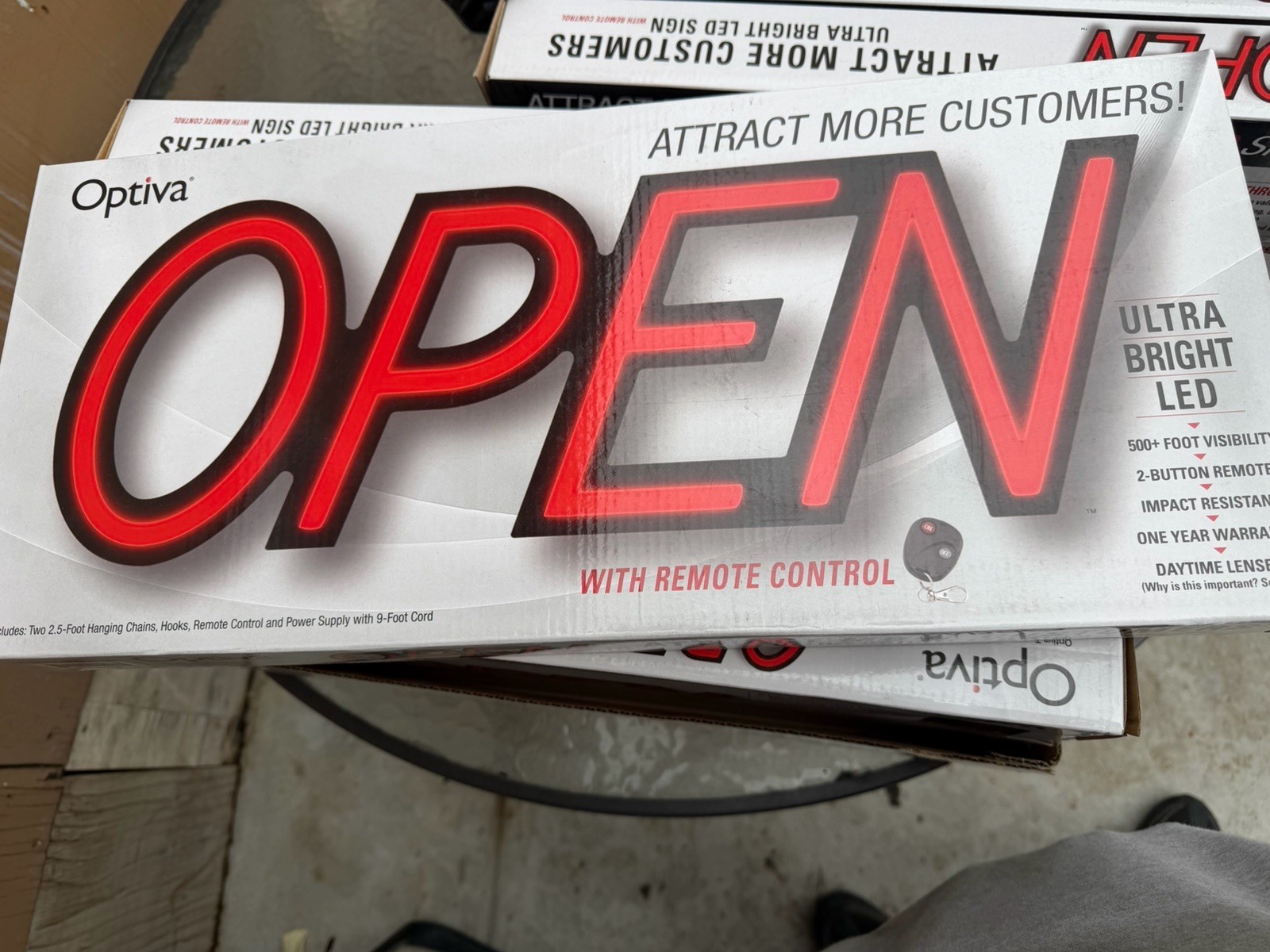 OPEN Sign with Remote Control 19.5″ Ultra Bright LED-Optiva S-SGN-06005-00 H4