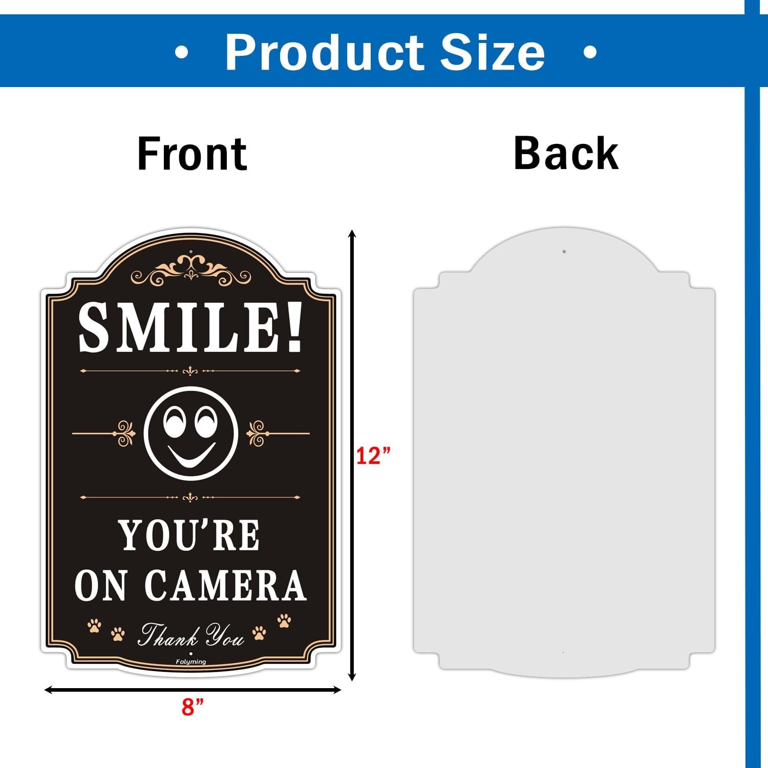 Smile You’re On Camera Signs Video Surveillance Signs 12 x 8 Inches Home Busi…
