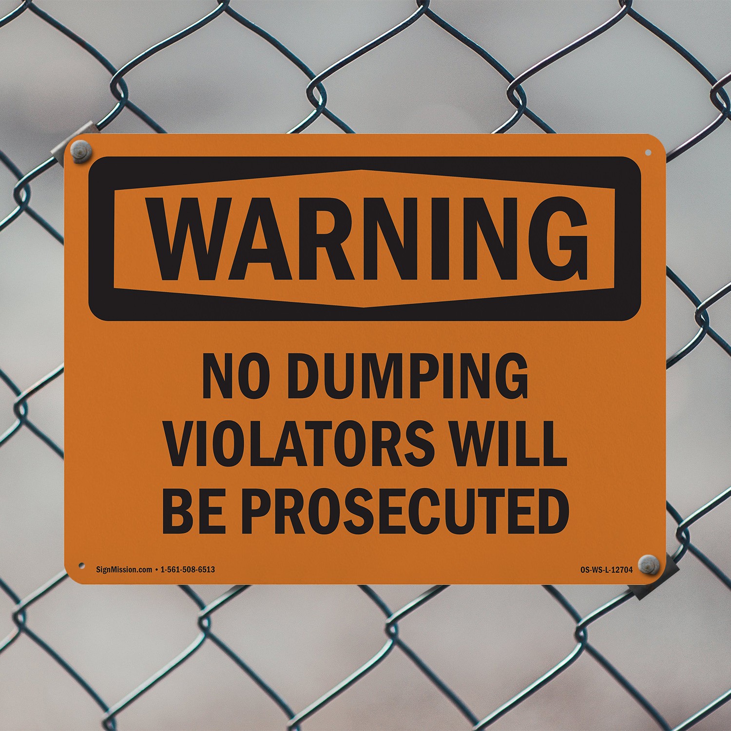 No Dumping Violators Will Be Prosecuted OSHA WARNING Sign, Decal 5 or 10 Pack