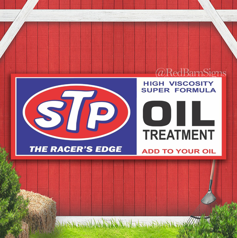 STP Motor Oil Racing Garage Gas Station Mechanic Man Cave Banner Sign