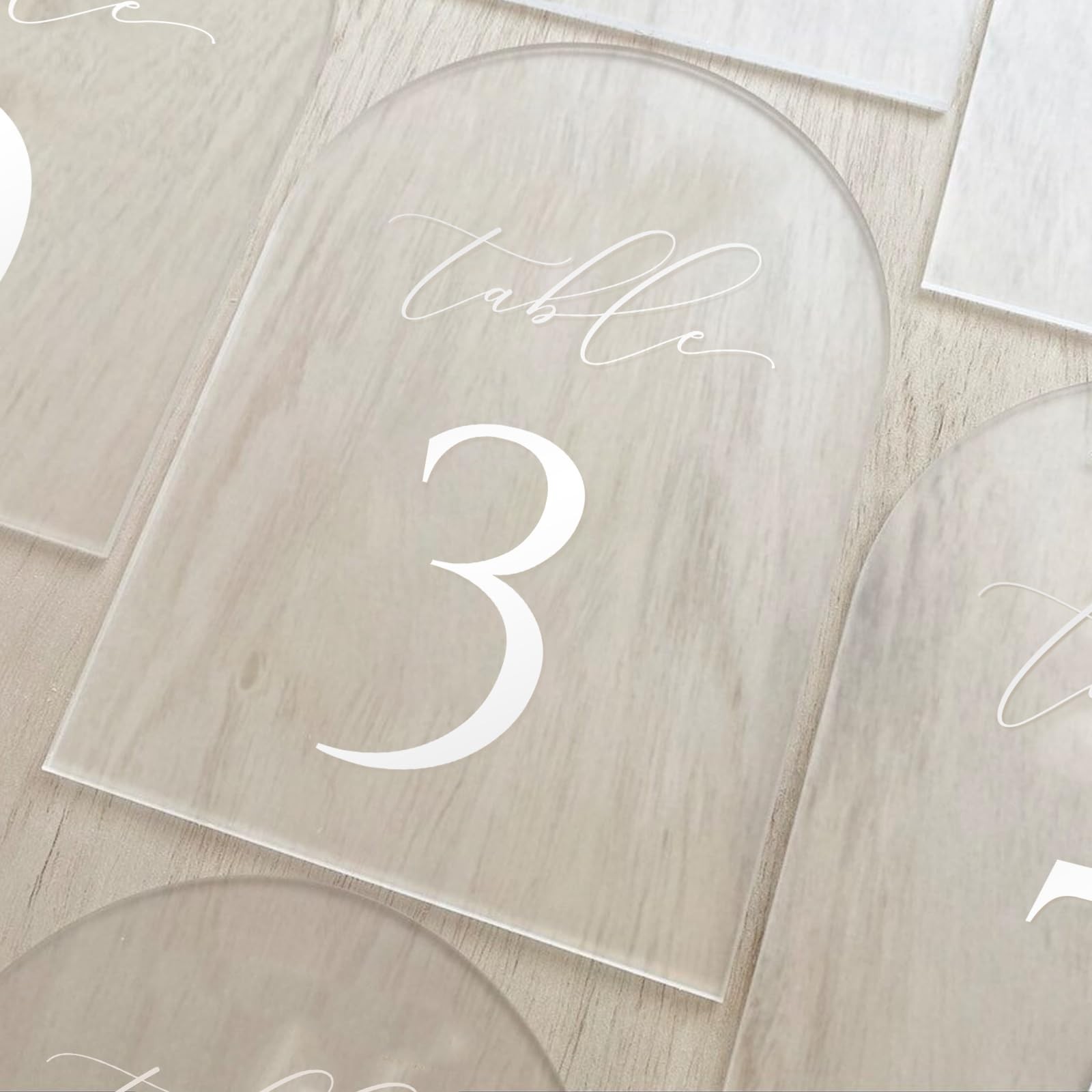 115 Frosted Arched Acrylic 5×7 In Wedding Table Numbers Signs With Stands