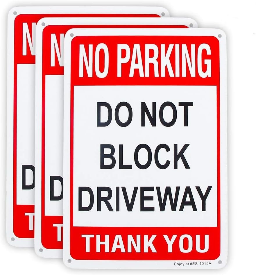 3 Pack No Parking Do Not Block Driveway Sign 10″x 7″ .04″ Aluminum Reflective…