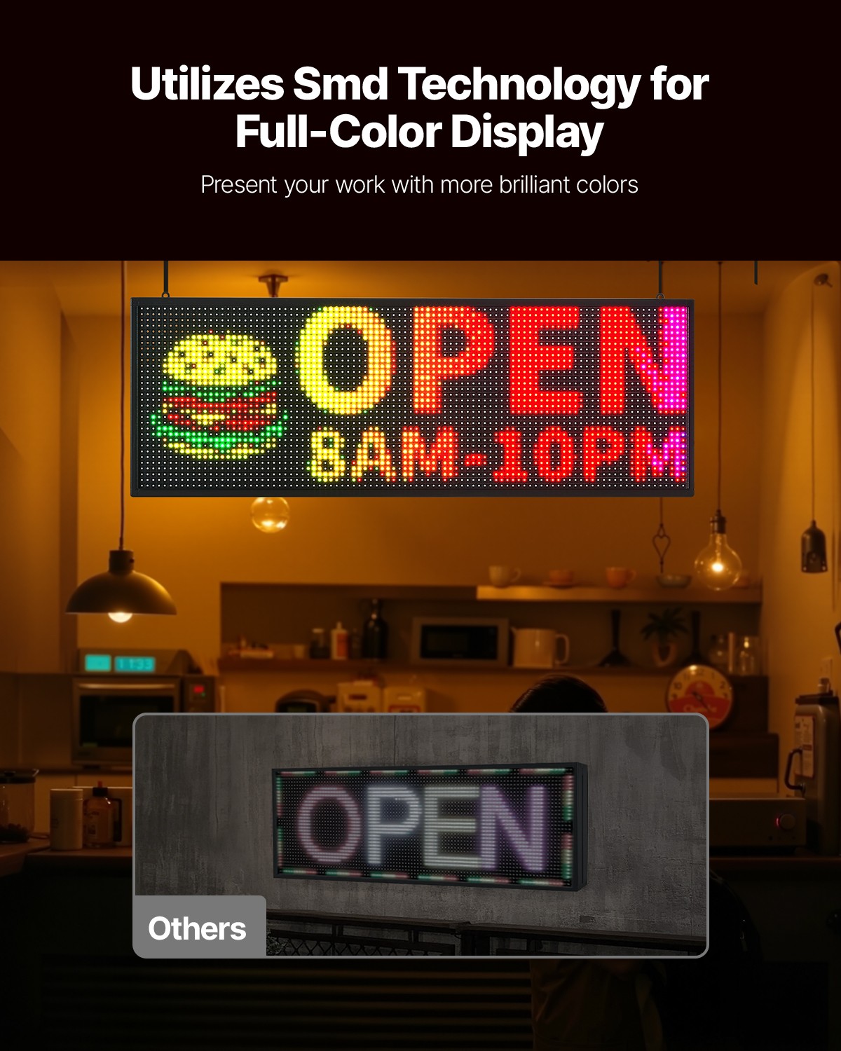 VEVOR 40×14 in Programmable LED Sign Digital Scrolling Display Board P10