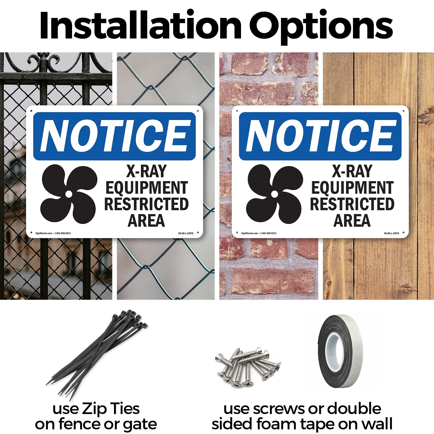 X-Ray Equipment Restricted Area OSHA Notice Sign Metal,, Decal 5 or 10 Pack