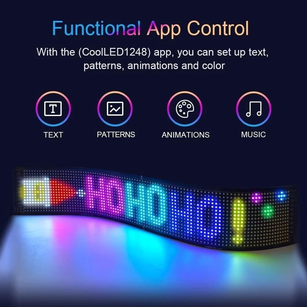 Portable RGB LED Sign – 23”x5” Flexible Display for Events and Advertisements