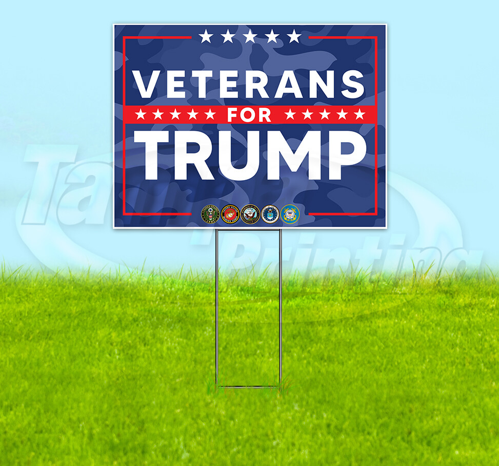 VETERANS FOR TRUMP 2024 MAGA 18×24 Yard Sign Snipe Election YS00100