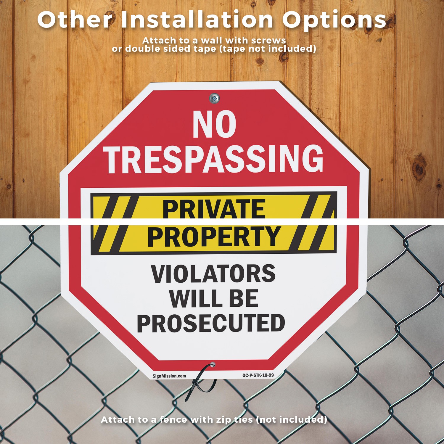 No Trespassing Private Property V Octagon Sign With Stake Weather Resistant
