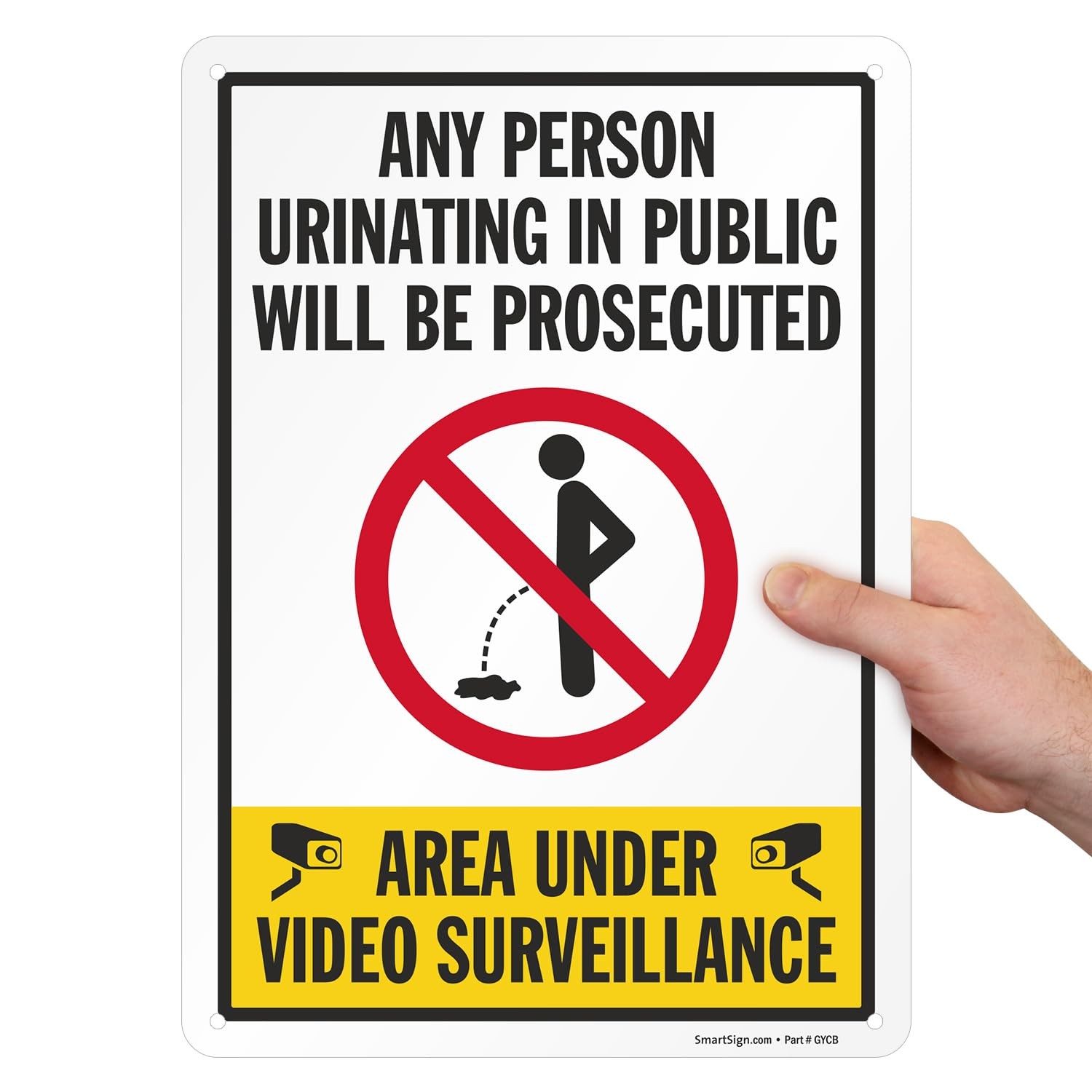 Any Person Urinating In Public Will Be Prosecuted Sign 14×10″ Aluminum