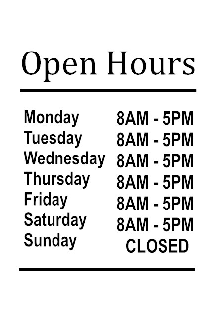 Custom Business Store Hours Sign Decal Sticker 12×18 EXTERIOR Window Door