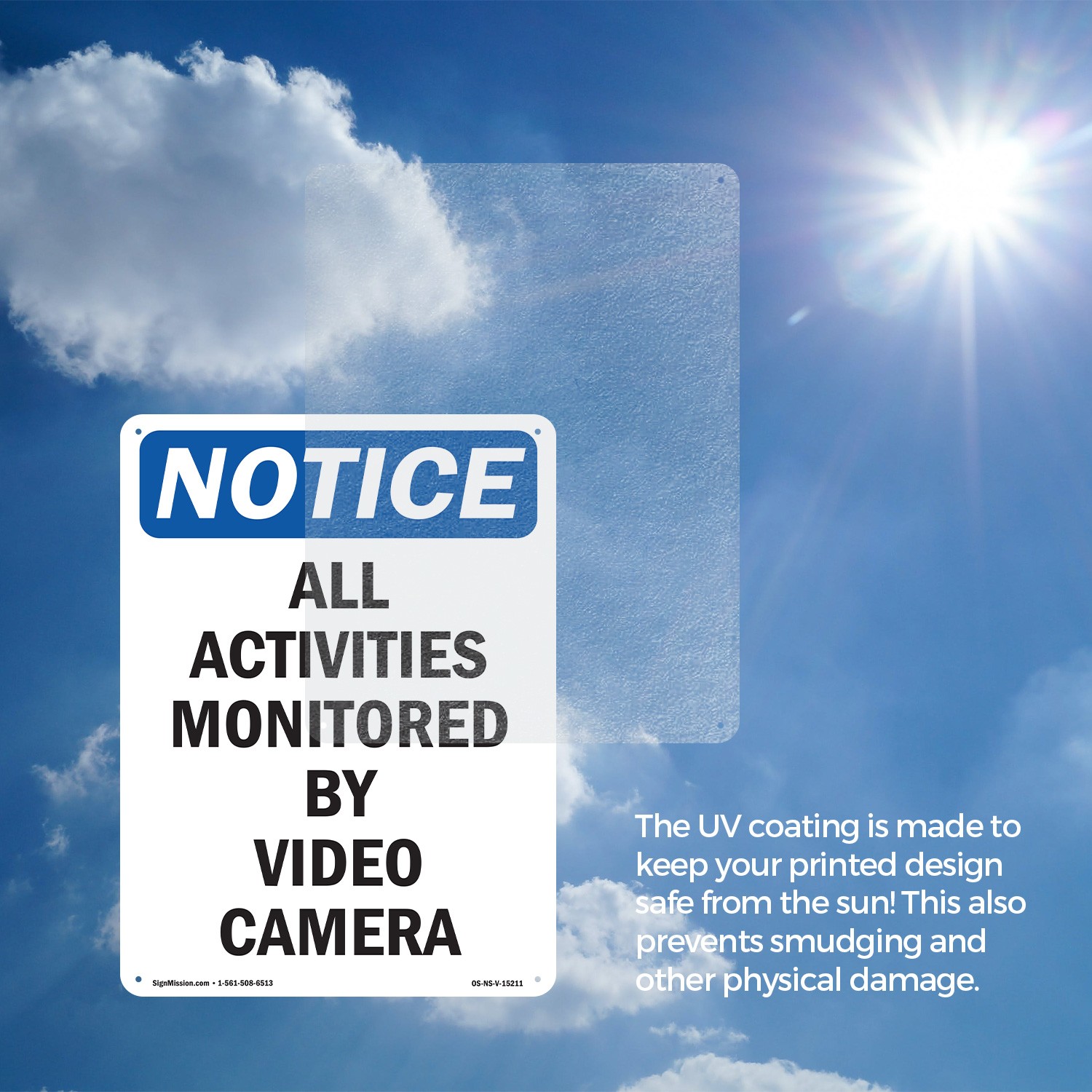 All Activities Monitored By Video Camera OSHA Notice Sign, Decal 5 or 10 Pack