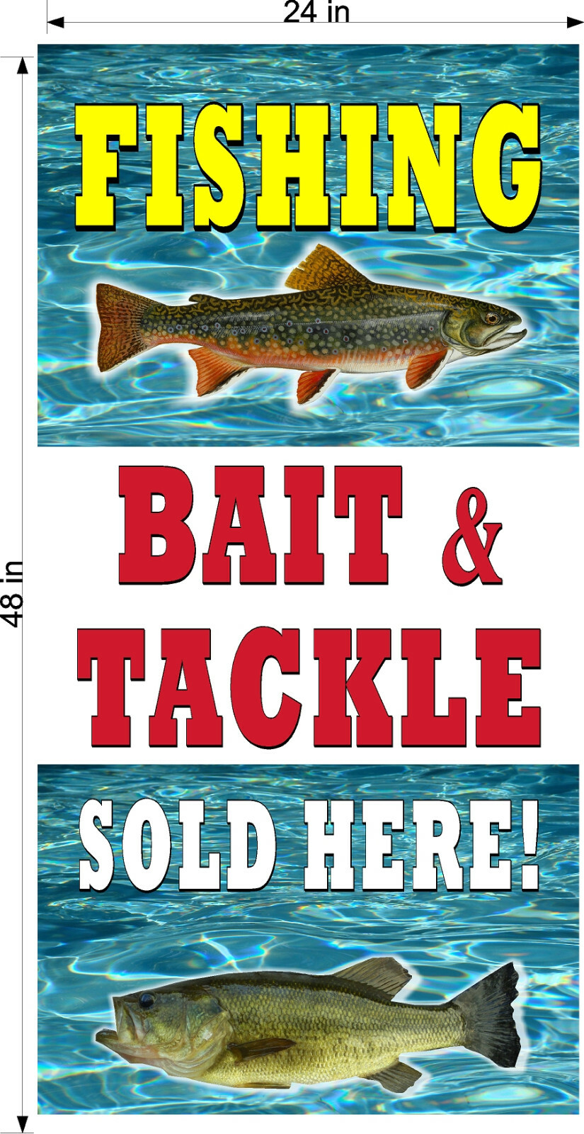 PERFORATED WINDOW VINYL DECAL FISHING BAIT & TACKLE SOLD HERE 2′ X 4′ VERTICAL