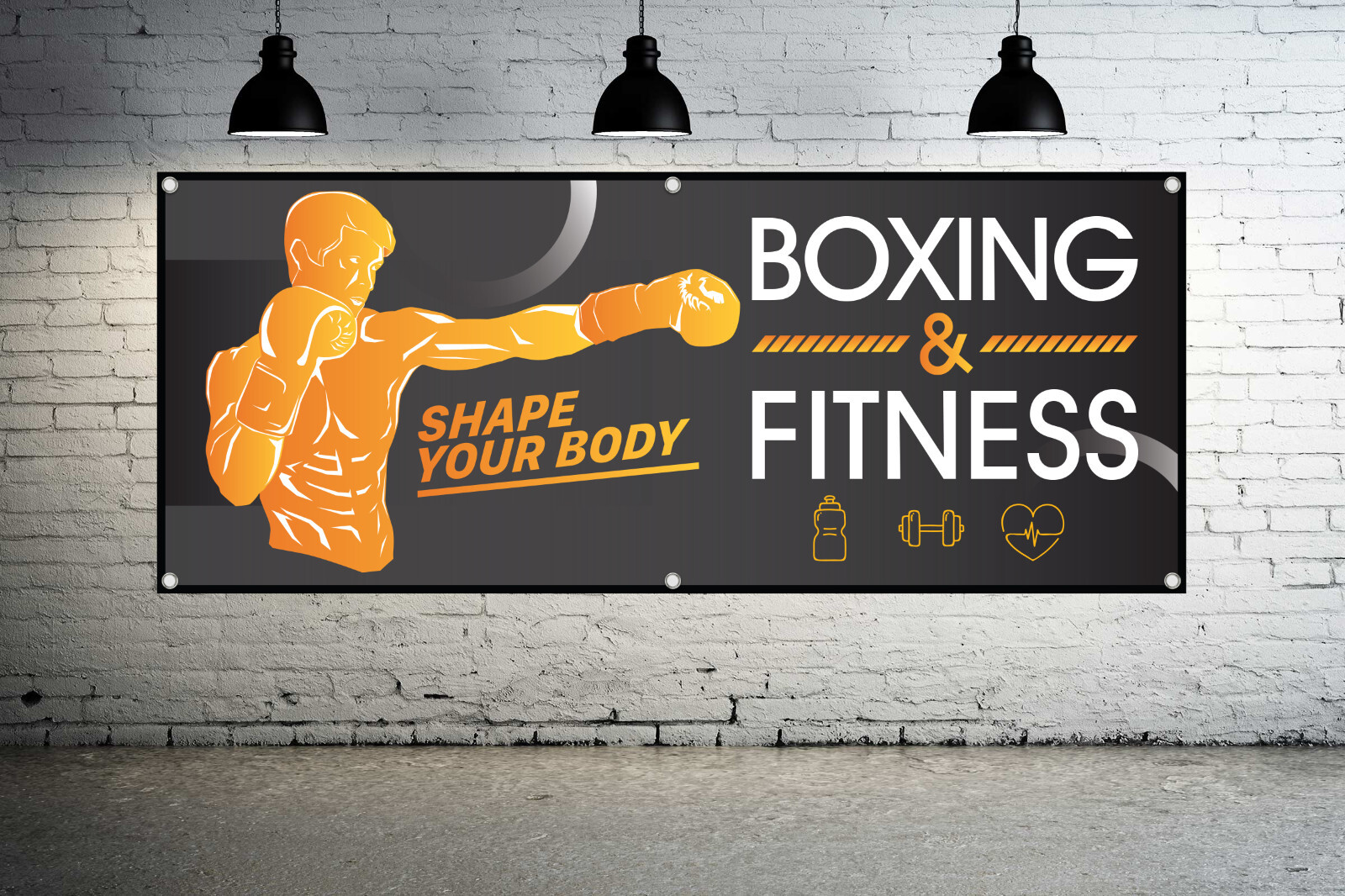 BOXING FITNESS Generic Vinyl Banner Sign Gym Ring Display Decor Workout Signage