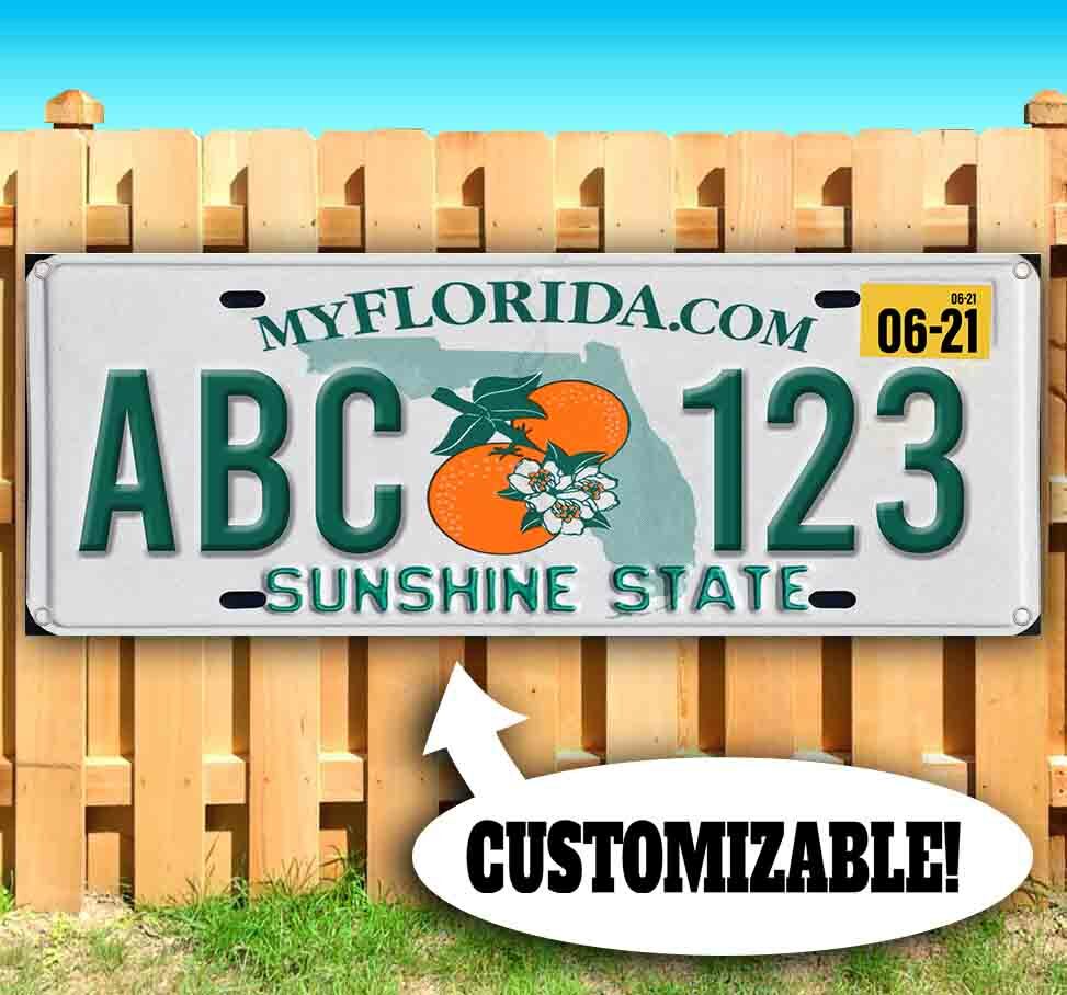 CUSTOMIZABLE FLORIDA LICENSE PLATE Advertising Vinyl Banner Flag Sign USA