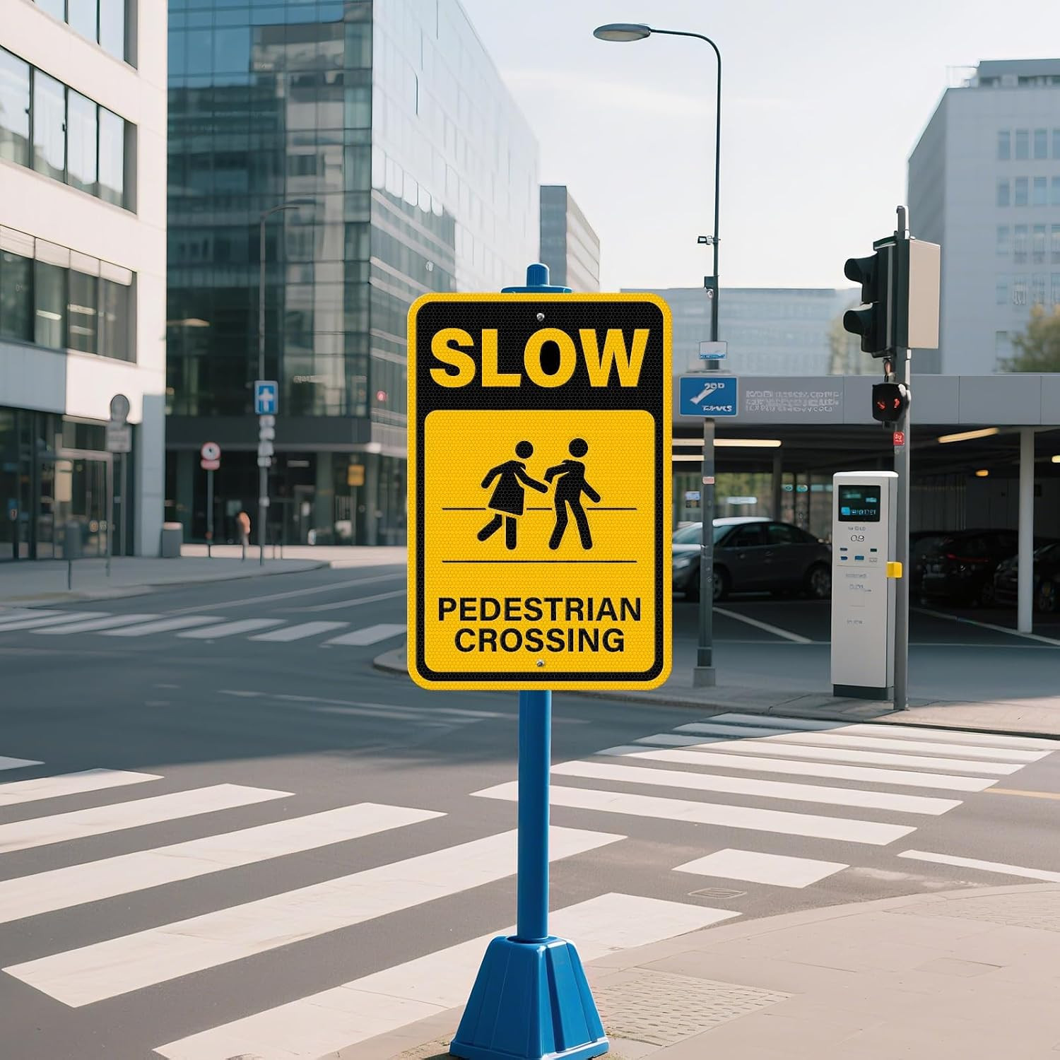2 Pack Slow Pedestrian Crossing Sign 18 × 12 Inches High Reflective Waterproof A
