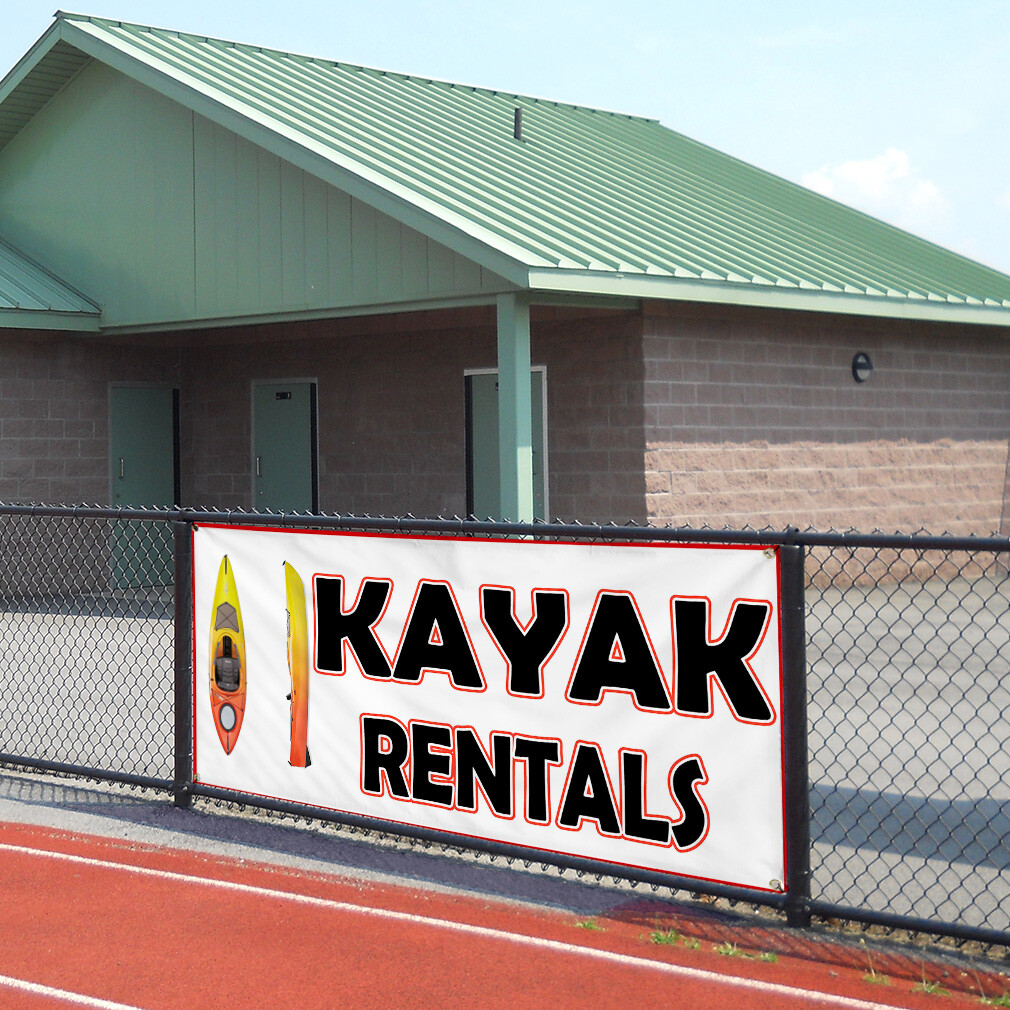 Vinyl Banner Multiple Sizes Kayak Rentals Weatherproof Industrial Yard Signs