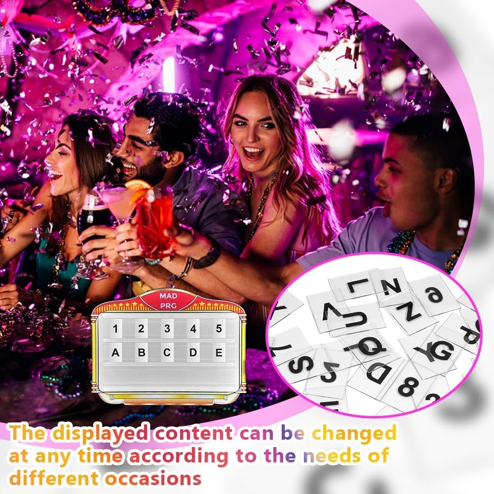 62Pcs Acrylic Bottle Service Sign Replacement Cards A-Z & 1-10 for Party Bar Dec