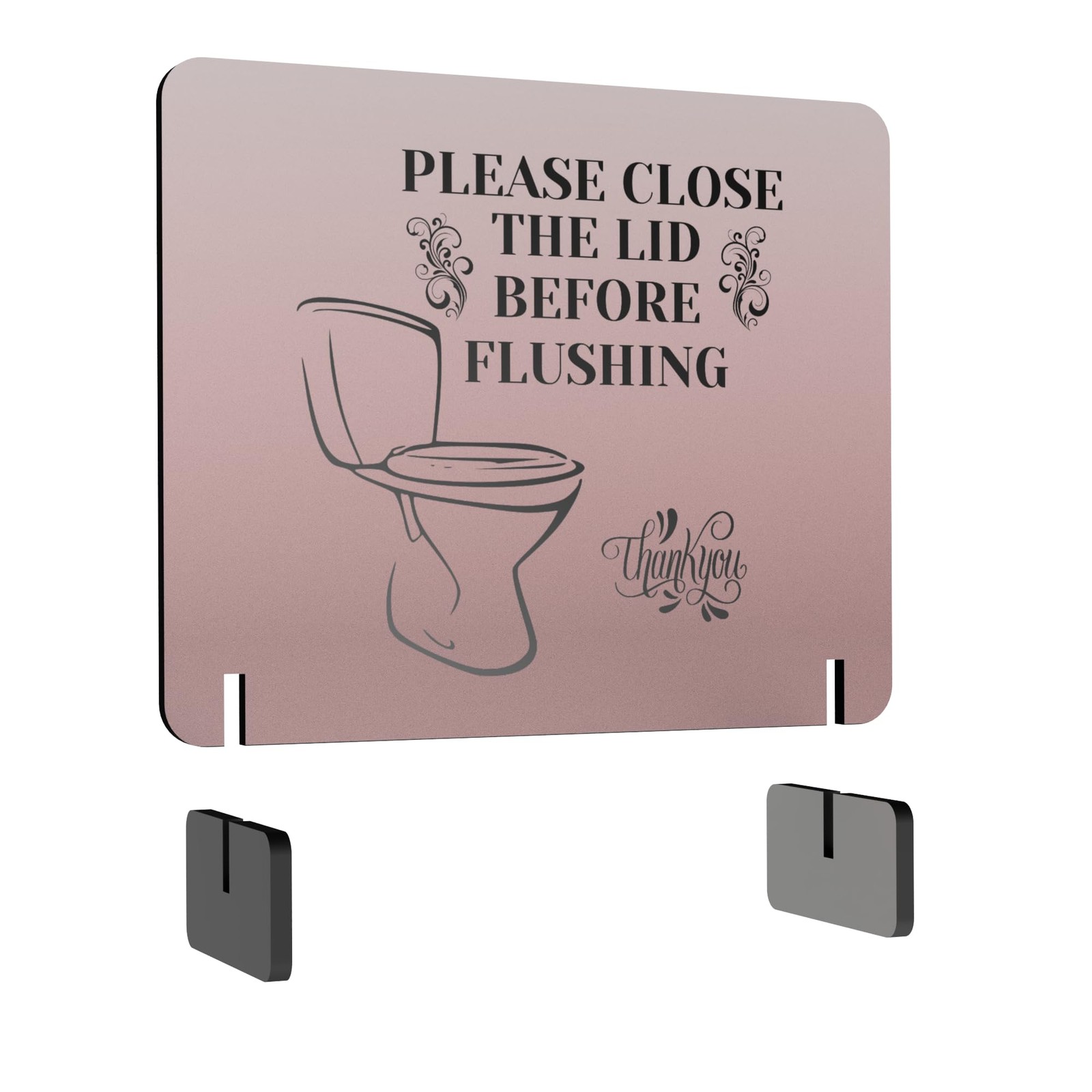 Elegant Free-Standing Bathroom Sign | Polite Reminder: Close Toilet Lid Befor…