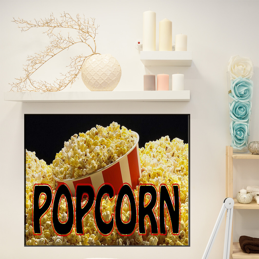 Decal Stickers Popcorn Restaurant Food Bar Vinyl Store Sign Label