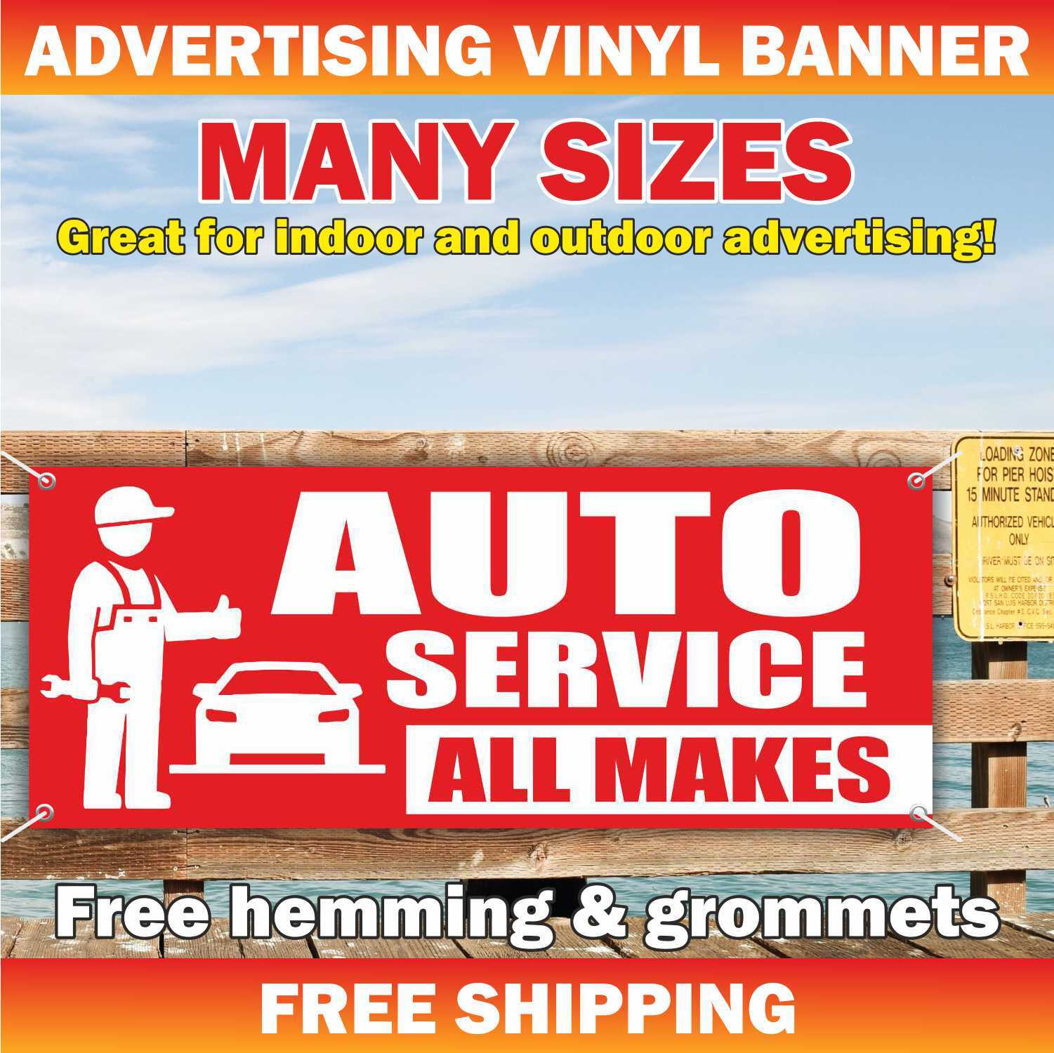 AUTO SERVICE Advertising Banner Vinyl Mesh Sign repair mechanic free estimates