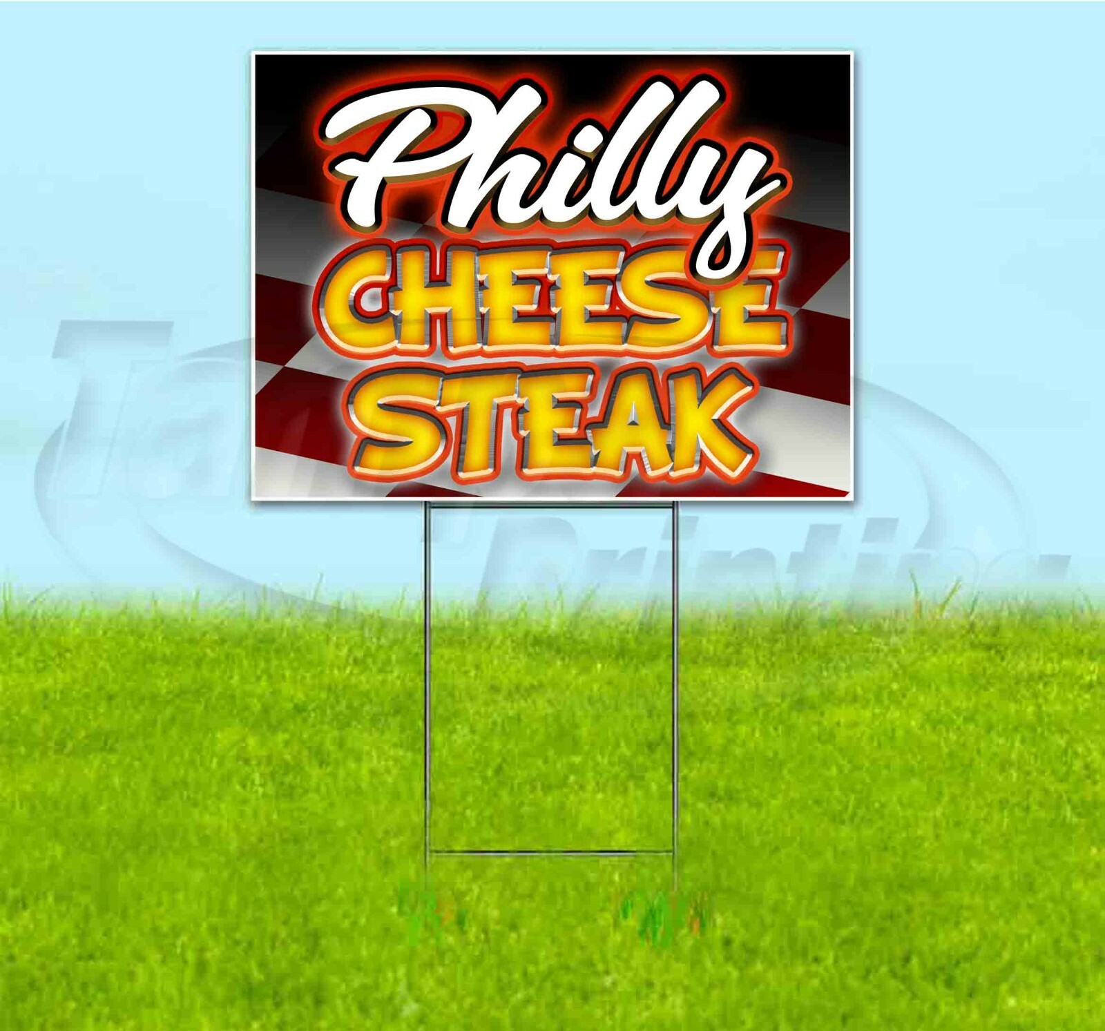PHILLY CHEESE STEAK 18×24 Yard Sign WITH STAKE Corrugated Bandit USA FOOD